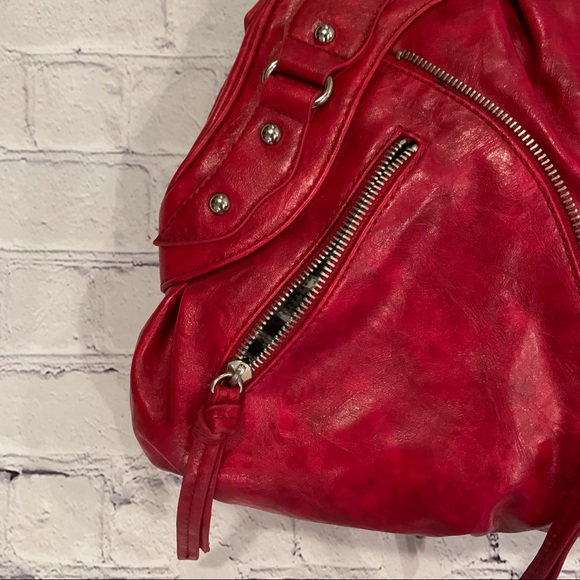 Gramercy Designs red double handle handbag with leopard interior and coin purse - Picture 5 of 11